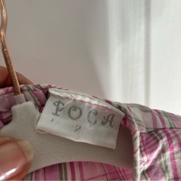 🍭Pink and olive Plaid size 2 Dress with Flower Accent - Picture 6 of 9